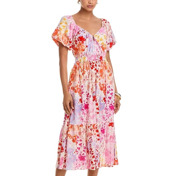 Derek Lam 10 Crosby Laine Floral Linen Puff Sleeve Maxi Dress Size 10 NWT - Picture 7 of 16